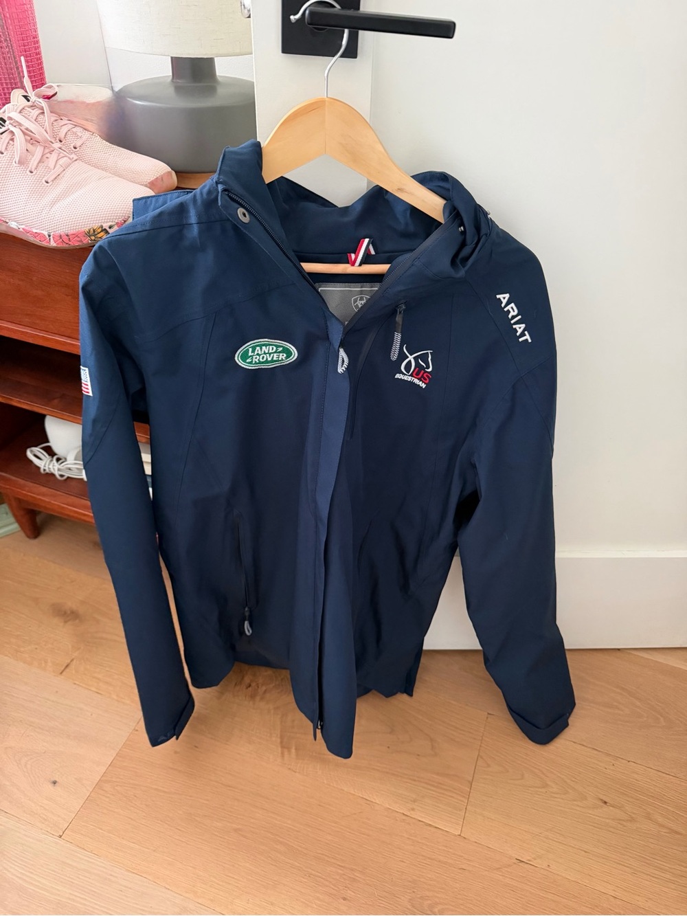 Ariat Navy Hooded 
Performance Jacket with Land Rover & Equestrian Patches